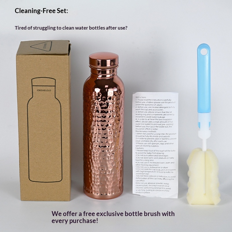 Cold Brew Jar - 800ml 구리 도금 물병, 망치질 질감의