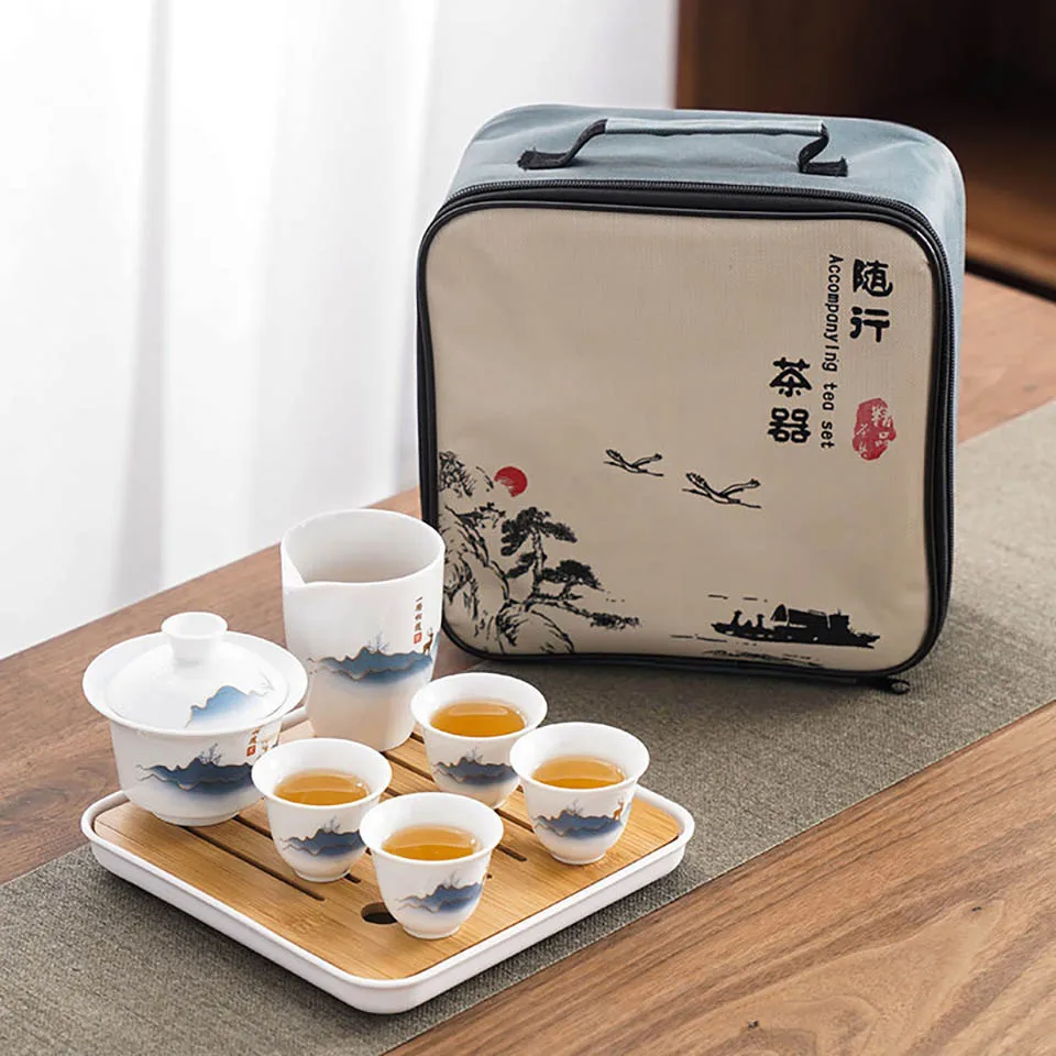 Gongfu Tea Set - 세라믹 중국 쿵푸 차 세트, 여행