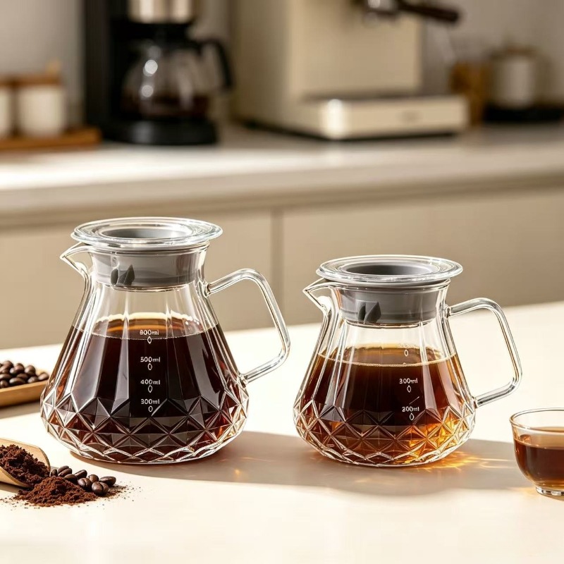 Coffee Tea Decanter - 푸어오버 커피 메이커, 뚜껑이 있는 유리