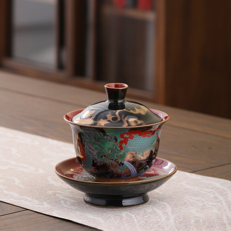Gongfu Tea Set - 창의적인 레트로 세라믹 가이완 세트 찻잔
