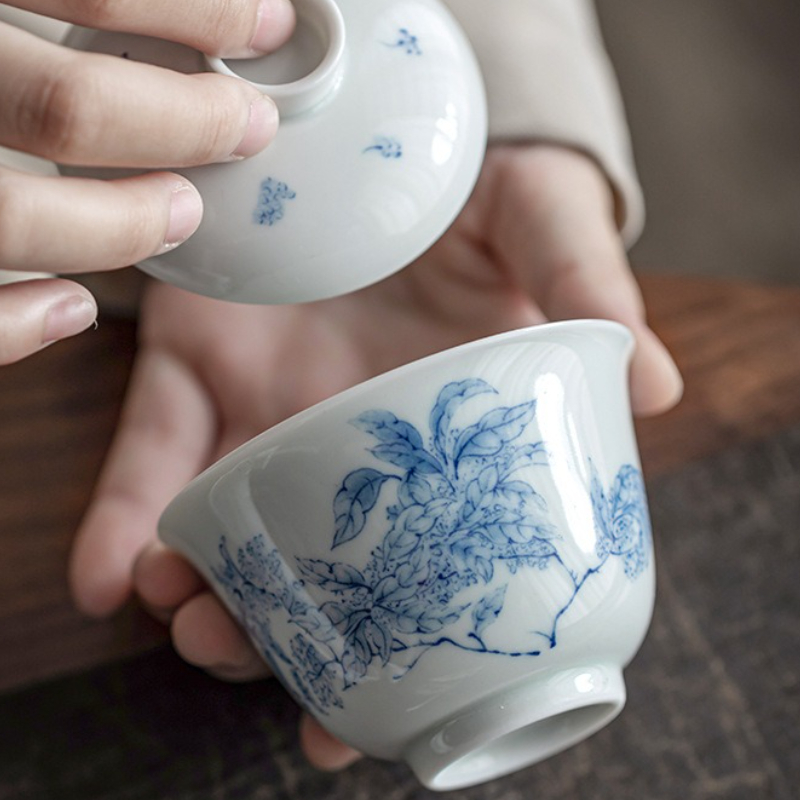앤티크 블루 화이트 도자기 가이완 핸드 페인팅 자스민  - Gongfu Tea Set 리뷰 및 가격
