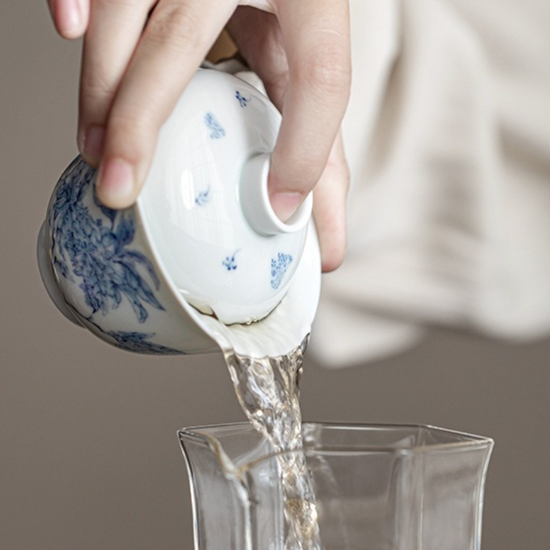 앤티크 블루 화이트 도자기 가이완 핸드 페인팅 자스민  - Gongfu Tea Set 리뷰 및 가격
