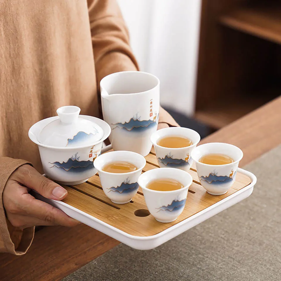 세라믹 중국 쿵푸 차 세트, 여행 캠핑에 적합 휴대용  - Gongfu Tea Set 리뷰 및 가격