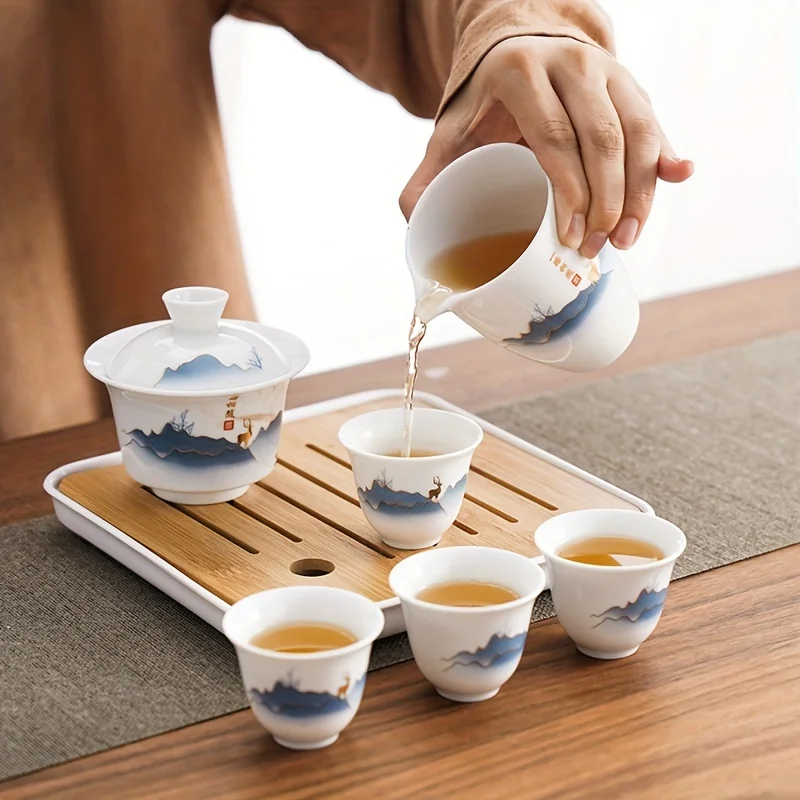 세라믹 중국 쿵푸 차 세트, 여행 캠핑에 적합 휴대용  - Gongfu Tea Set 리뷰 및 가격