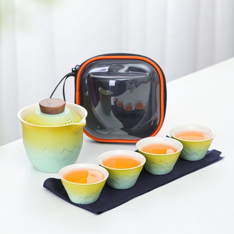 그라디언트 여행용 차 세트, 휴대용 공푸 차기구 야외용 - Gongfu Tea Set 리뷰 및 가격