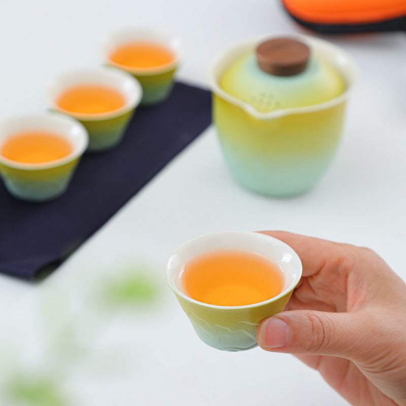그라디언트 여행용 차 세트, 휴대용 공푸 차기구 야외용 - Gongfu Tea Set 리뷰 및 가격