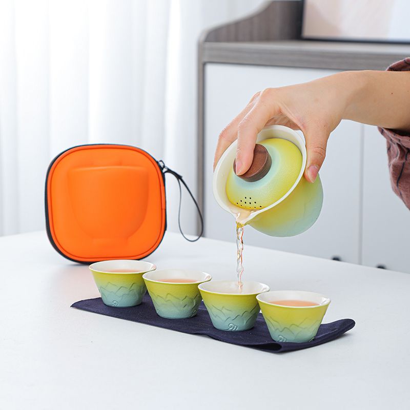 그라디언트 여행용 차 세트, 휴대용 공푸 차기구 야외용 - Gongfu Tea Set 리뷰 및 가격