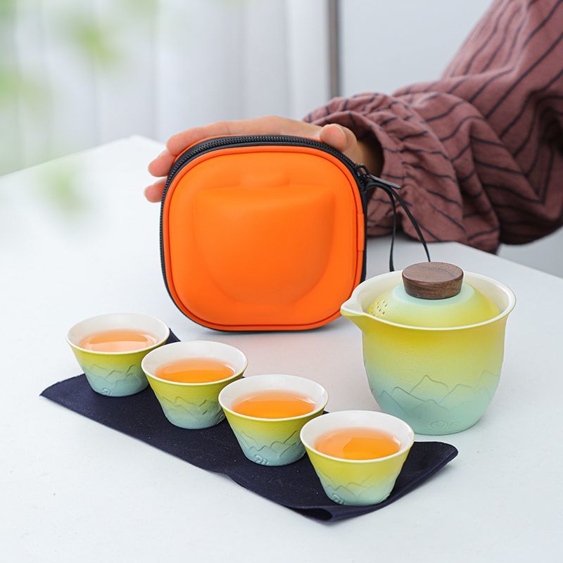 그라디언트 여행용 차 세트, 휴대용 공푸 차기구 야외용 - Gongfu Tea Set 리뷰 및 가격