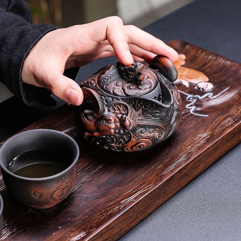 중국 보라색 도자기 수제 말뚝 조각 플라잉 드래곤 핸드 - Gongfu Tea Set 리뷰 및 가격