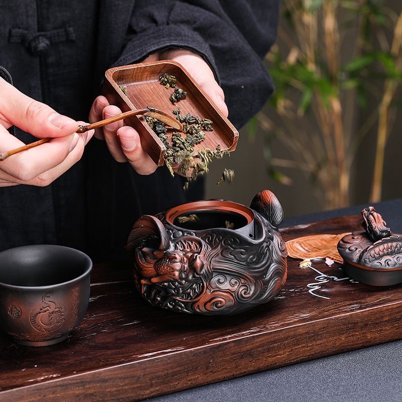 중국 보라색 도자기 수제 말뚝 조각 플라잉 드래곤 핸드 - Gongfu Tea Set 리뷰 및 가격