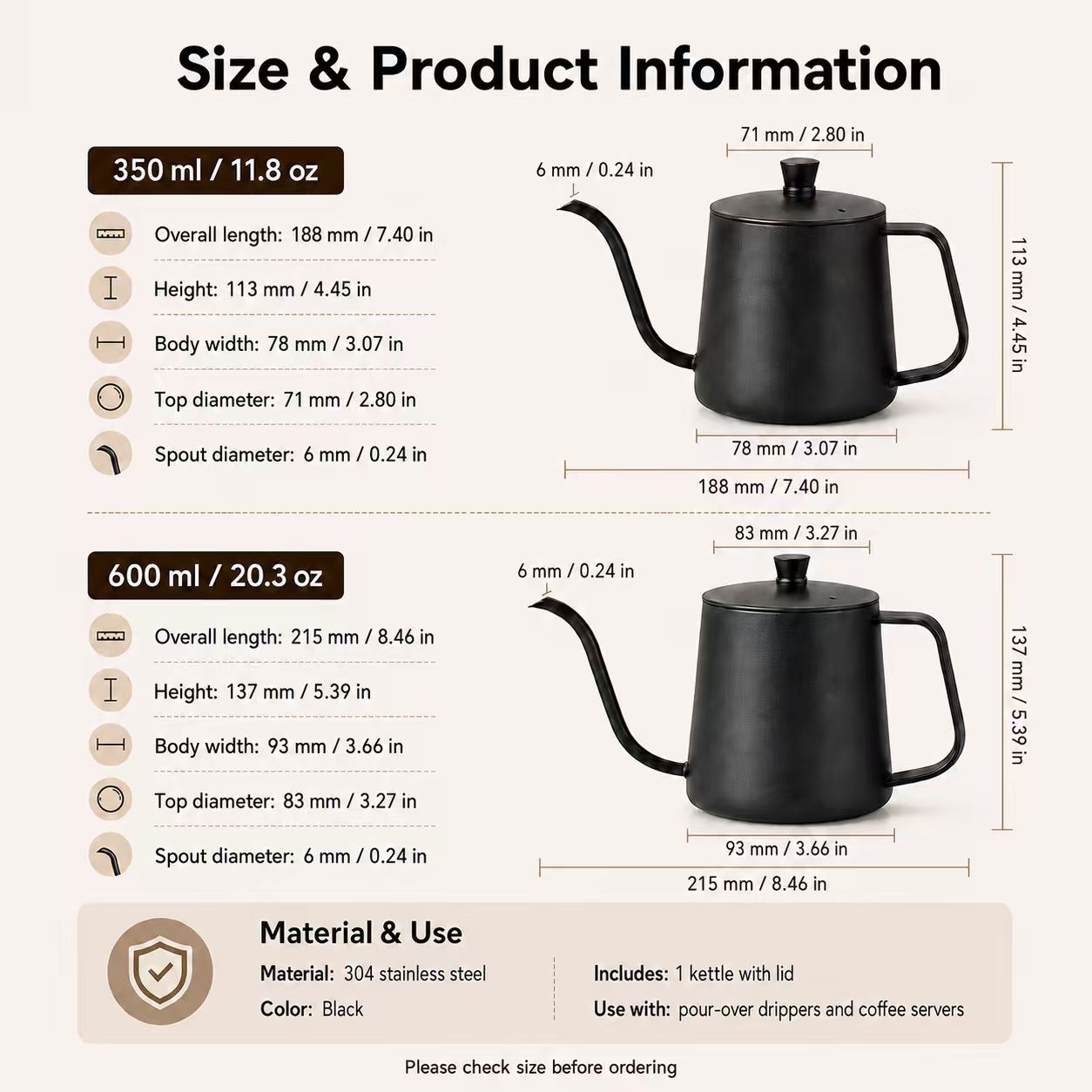304 스테인리스 스틸 커피 포트, 길고 좁은 뾰족한  - Coffee Tea Pot 리뷰 및 가격