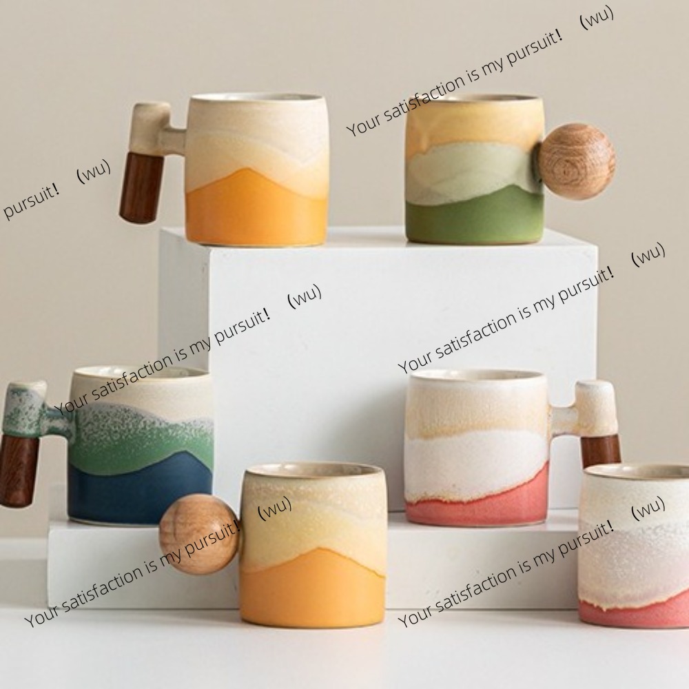 창의적인 세라믹 커피잔 나무 손잡이, 전자레인지 식기세 - Coffee Tea And Cocoa 리뷰 및 가격
