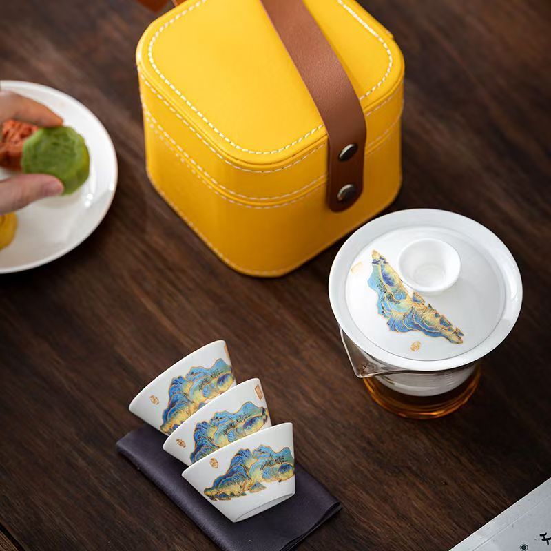 여행용 제이드 화이트 도자기 차 세트, 공푸 차 도구  - Gongfu Tea Set 리뷰 및 가격