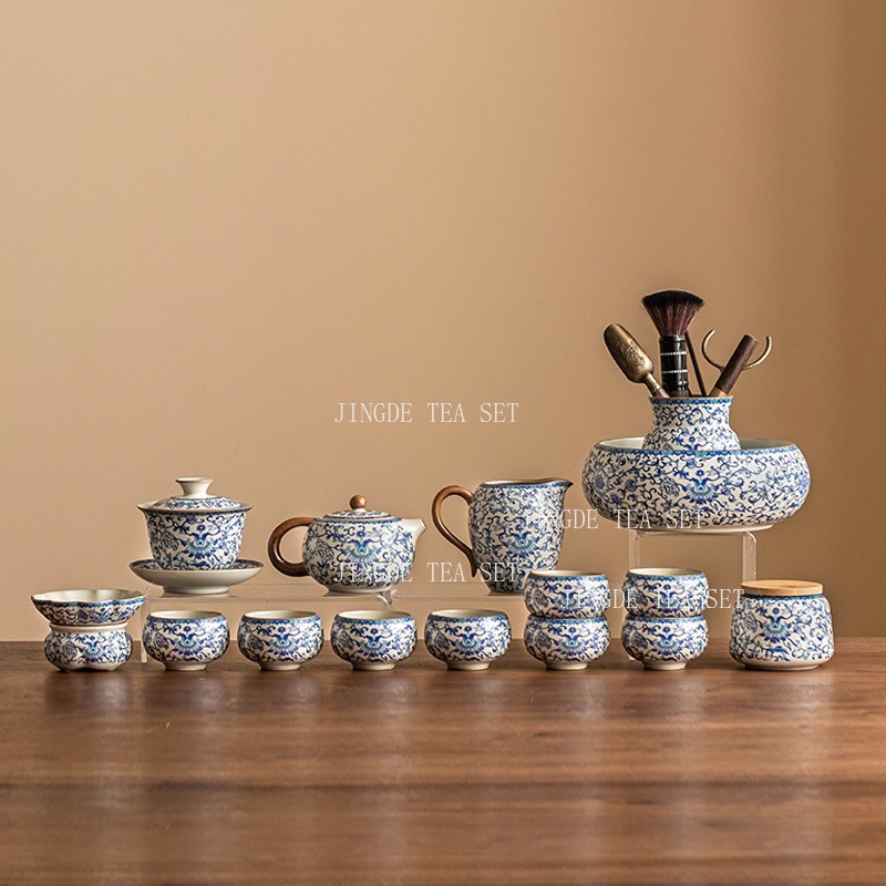 루 킬른 공부차 세트, 연꽃 모양 세라믹 차기구 세트  - Gongfu Tea Set 리뷰 및 가격