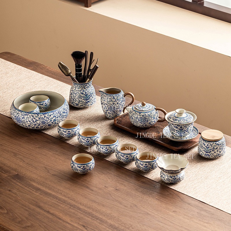 루 킬른 공부차 세트, 연꽃 모양 세라믹 차기구 세트  - Gongfu Tea Set 리뷰 및 가격